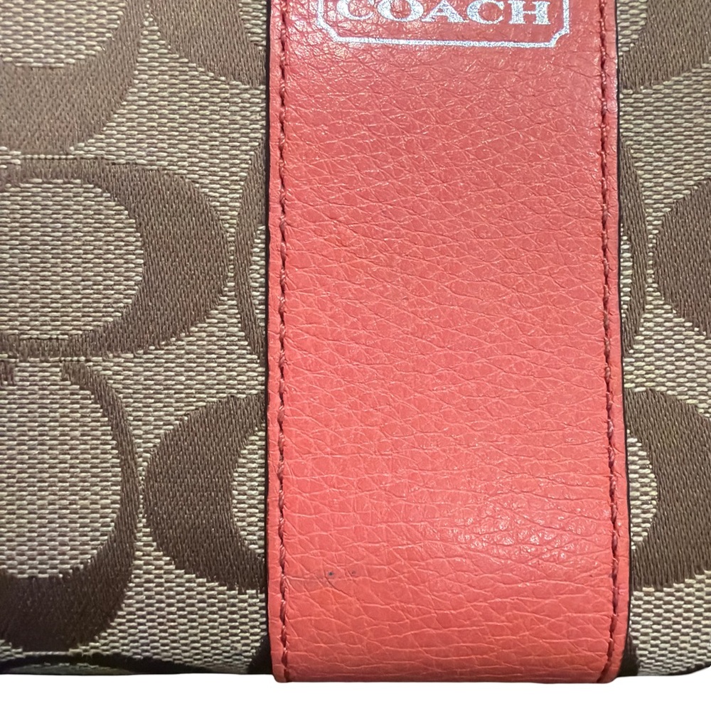 Coach Signature Carrie Tote with Coral Trim and Matching Wallet - Picture 4 of 10